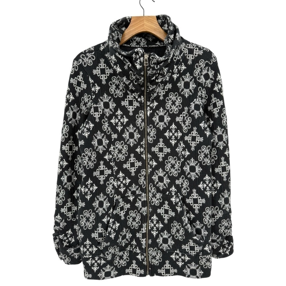 Tonia Debellis Molly Jacket in Signature Logo in Black White Size XL